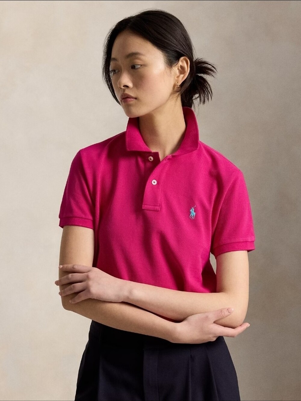 NWOT Polo Ralph Lauren Fuscia Knit Polo Size XS Old Money Quiet Luxury Preppy